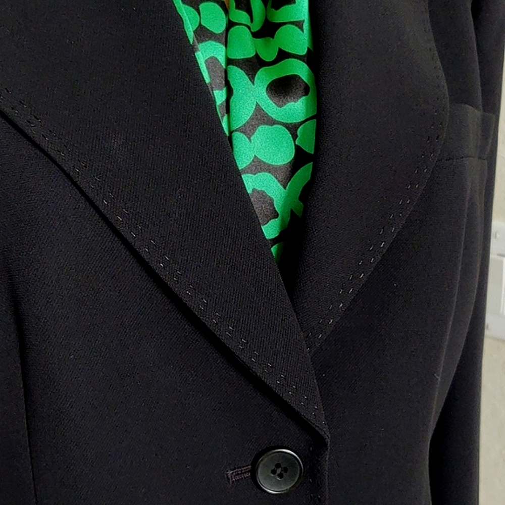 Ann Taylor Loft Black 2 Button Jacket with Detailed Stitching